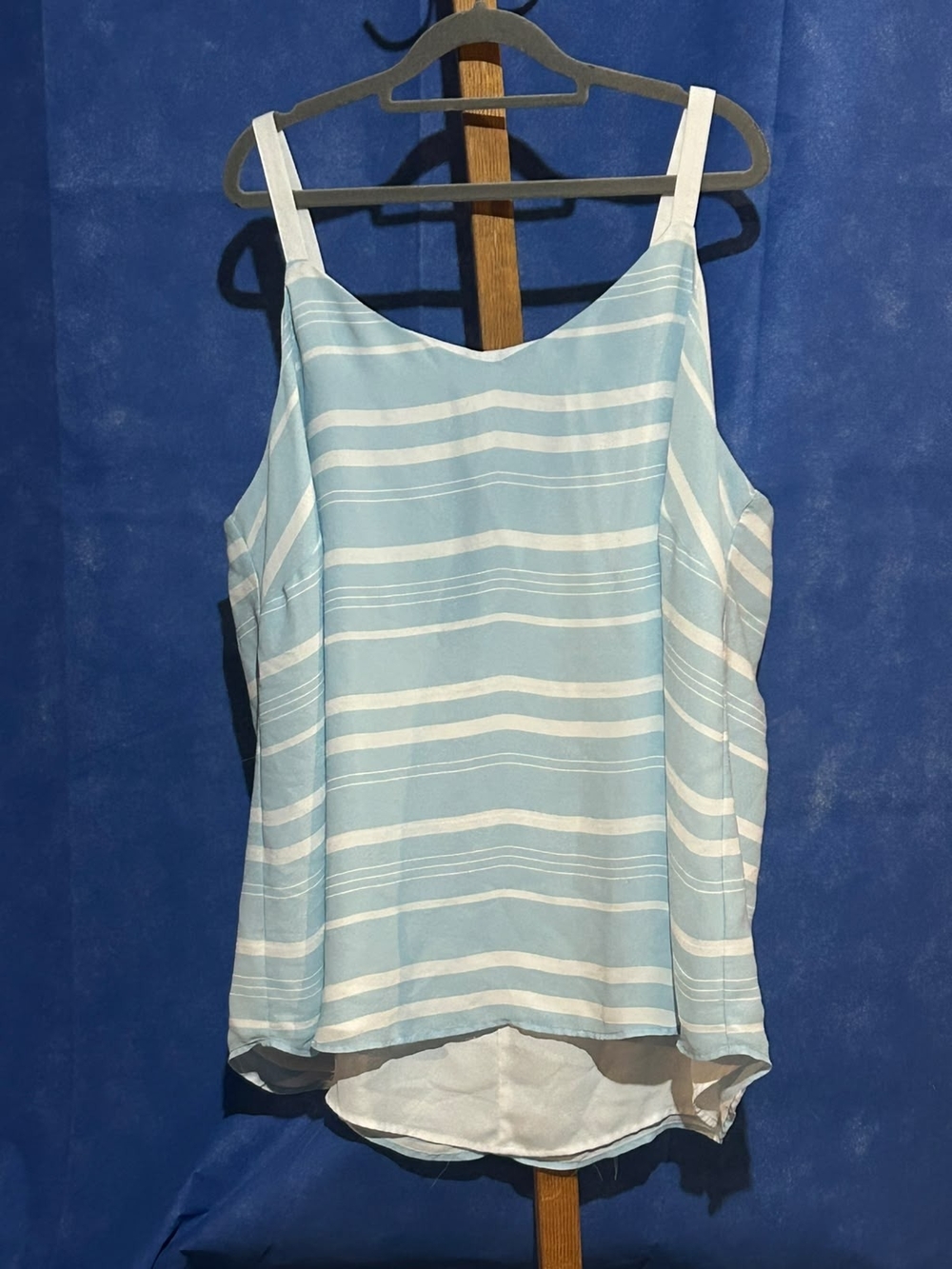 Source Unknown Light Blue & White Striped Camisole